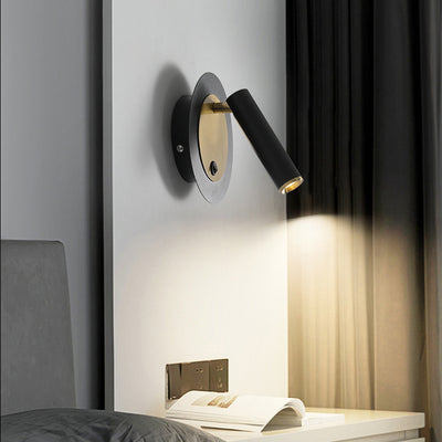 Lámpara Aplique de Pared LED de Metal Cilíndrico Cuadrado Redondo Giratorio Minimalista Moderna para Dormitorio 