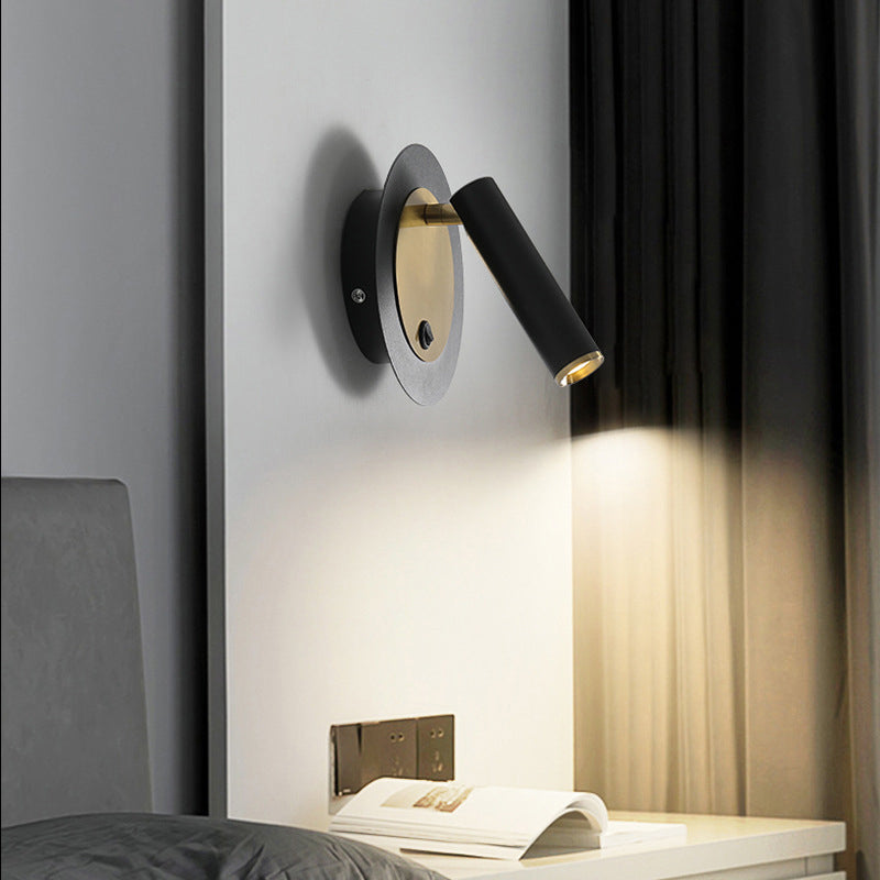 Lámpara Aplique de Pared LED de Metal Cilíndrico Cuadrado Redondo Giratorio Minimalista Moderna para Dormitorio 