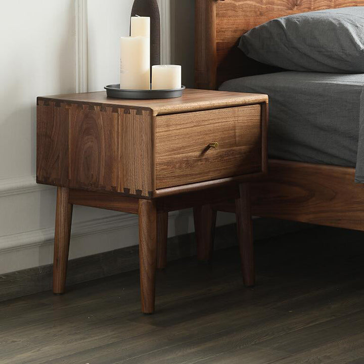 Mesa auxiliar rectangular tradicional de madera de nogal francesa con 1 cajón para sala de estar 