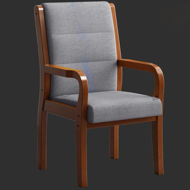Moderner luxuriöser rechteckiger Stuhl aus Sperrholz und Kautschukholz mit Stoff- und PU-Lederbezug, Rückenlehne und Armlehnen für das Wohnzimmer 