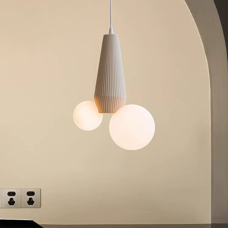 Lustre suspendu à 2 lumières en résine PE, cylindre irrégulier, orbe créatif contemporain pour salon 