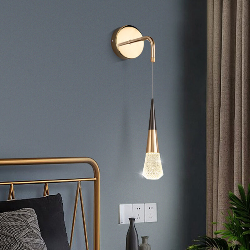 Applique murale LED en aluminium de luxe moderne avec forme de diamant en cristal 