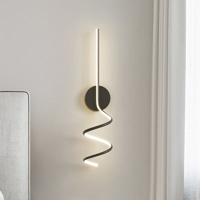 Lámpara Aplique de Pared LED de Hierro y Aluminio en Espiral Minimalista Moderna para Dormitorio 