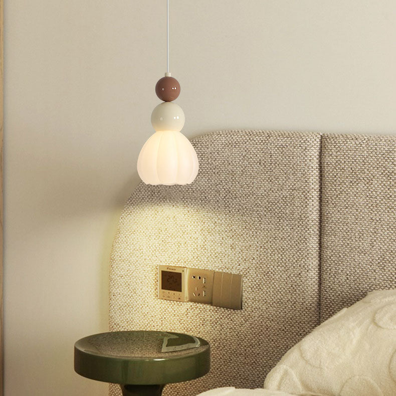 Modern Minimalist Round Gourd Petal Hardware Glass 1-Light Pendant Light For Bedroom