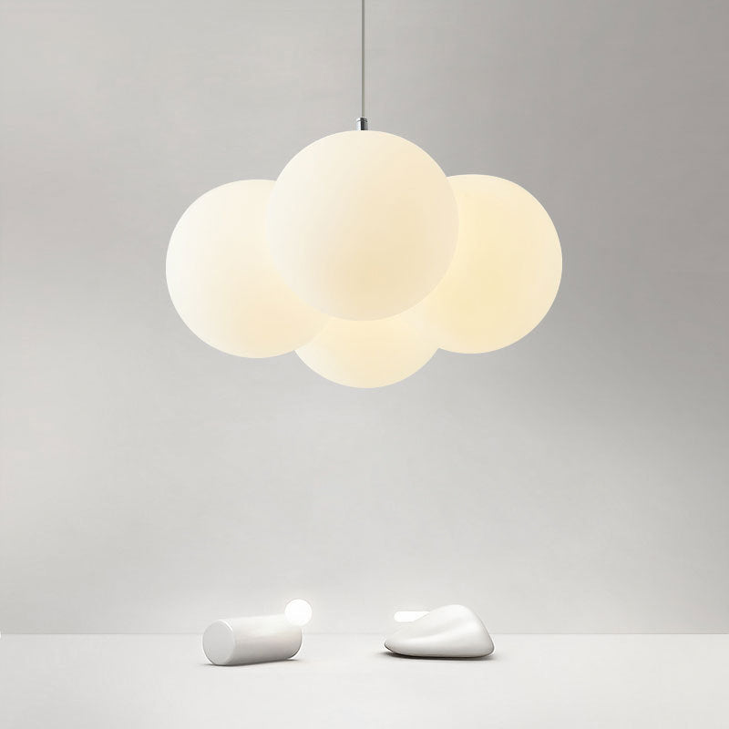 Lustre moderne minimaliste à bulles rondes en matériel PE 4/8 lumières pour salon 