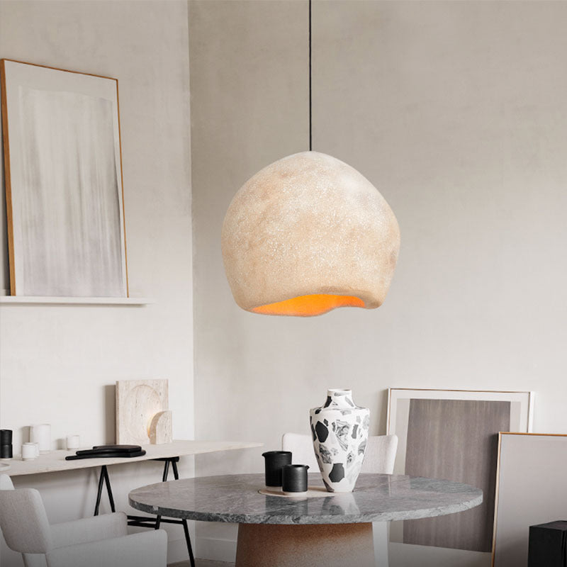 Lámpara colgante de 1 luz de imitación de piedra irregular japonesa tradicional para sala de estar 