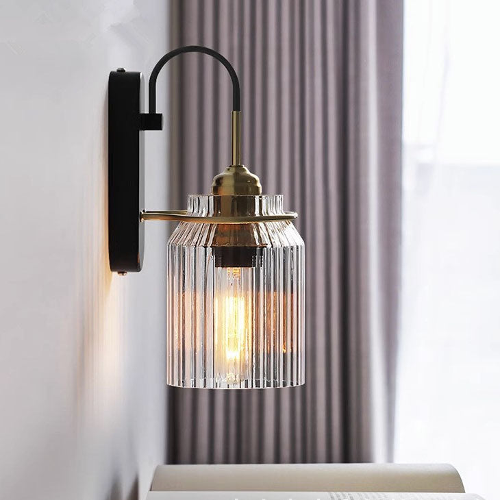 Cilindro de Lujo Moderno de Hierro y Vidrio con 1 Luz para Dormitorio 
