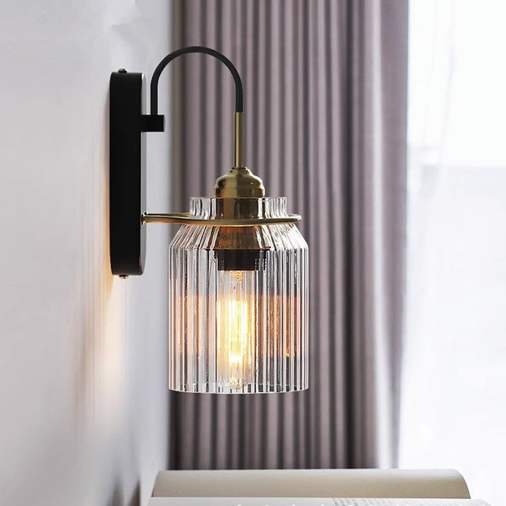 Cilindro de Lujo Moderno de Hierro y Vidrio con 1 Luz para Dormitorio 