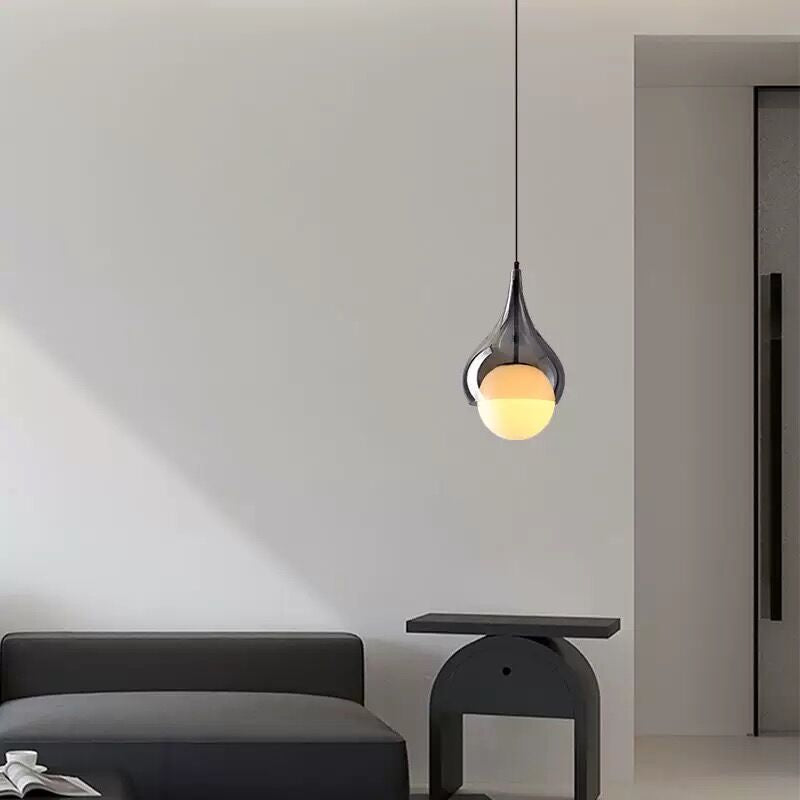 Zeitgenössische nordische Wassertropfen eingelegte Glaskugel Schatten 1-Licht Pendelleuchte für Wohnzimmer 