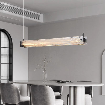 Moderne minimalistische lange Streifen Eisen Aluminium Glas LED Insel Licht Pendelleuchte für Arbeitszimmer 