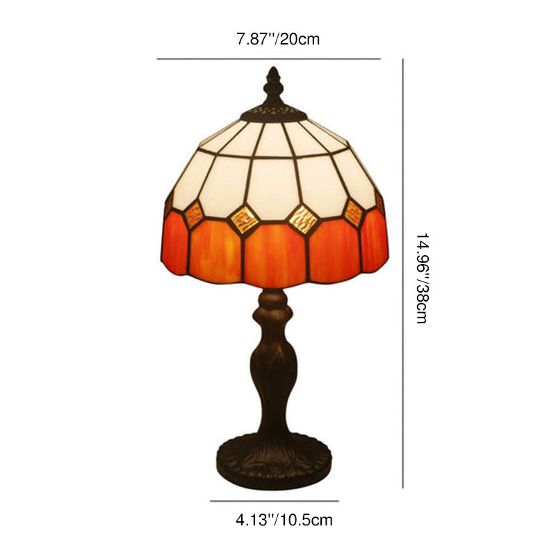 Traditional Tiffany Round Alloy Glass 1-Light Table Lamp For Bedroom