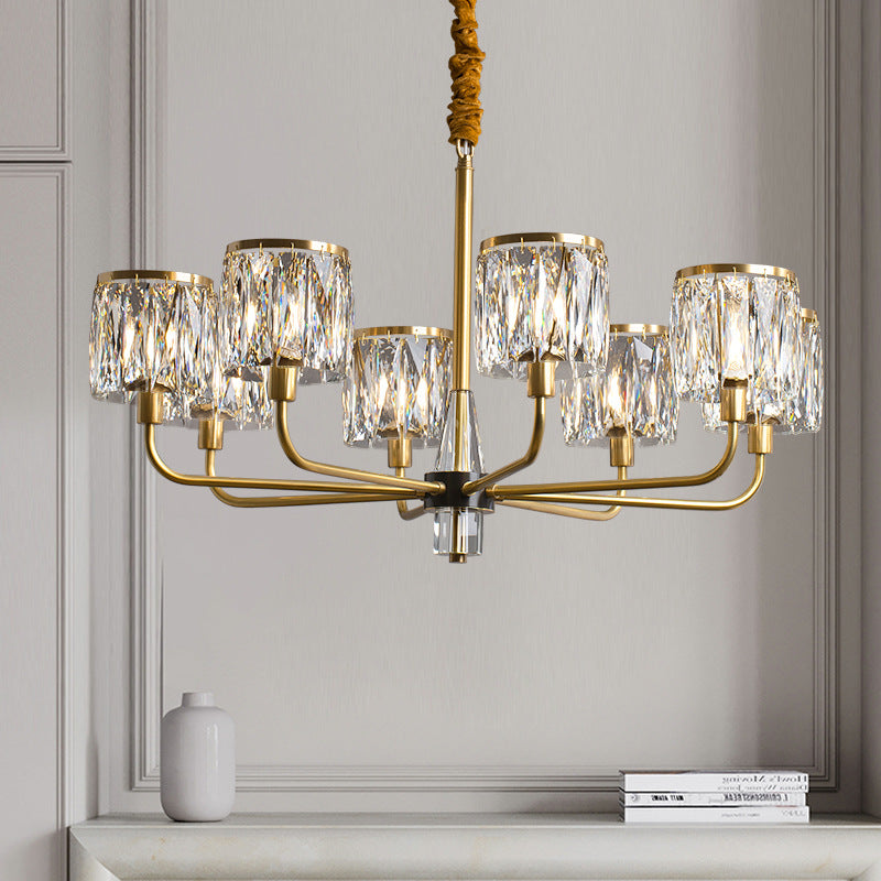 Lustre en cristal de cuivre de luxe contemporain avec 6/8/10/15/21 lumières pour chambre 