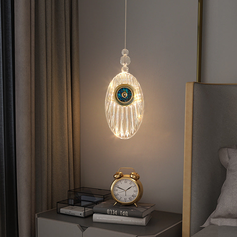 Moderne Luxus Oval Shell Aluminium Acryl LED Pendelleuchte für Schlafzimmer 