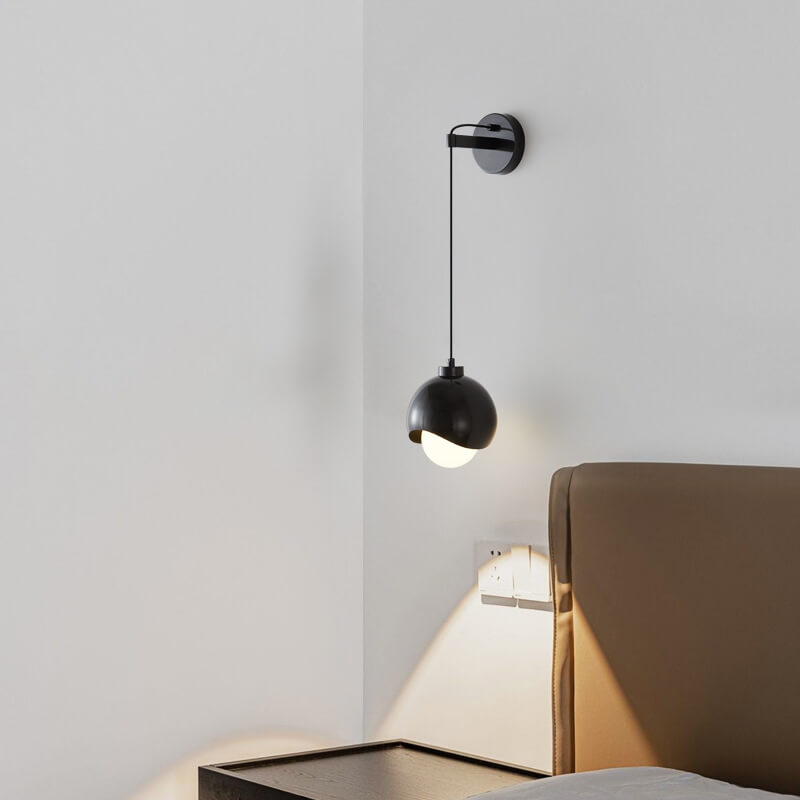 Moderne minimalistische kugelförmige Kupferschirm-Glas-Wandleuchte mit 1 Licht 