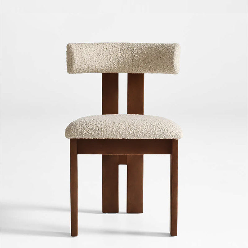 Chaise de salle à manger contemporaine scandinave semi-ronde en bois massif avec dossier en éponge à haute résilience en laine d&