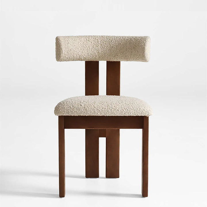 Chaise de salle à manger contemporaine scandinave semi-ronde en bois massif avec dossier en éponge à haute résilience en laine d&