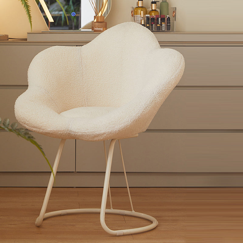 Tabouret de coiffeuse moderne minimaliste rond en métal avec dossier sans accoudoirs en laine d&