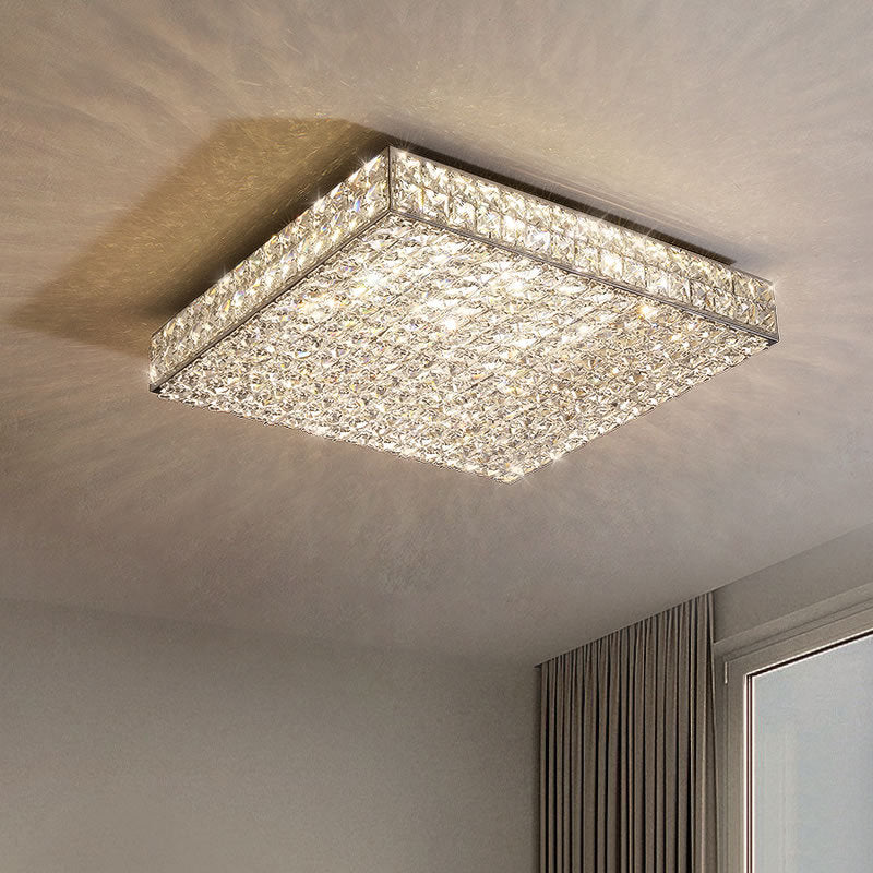 Moderne Luxus Edelstahl Kristall Quadrat Rechteckigen Würfel LED Unterputz Deckenleuchte Für Wohnzimmer 