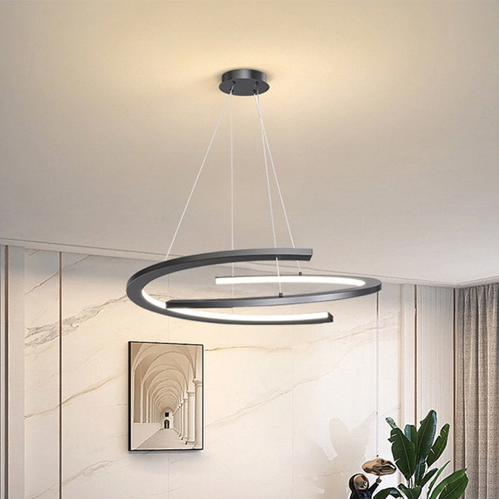 Lustre LED en bande courbée en aluminium et silicone minimaliste moderne pour salon 