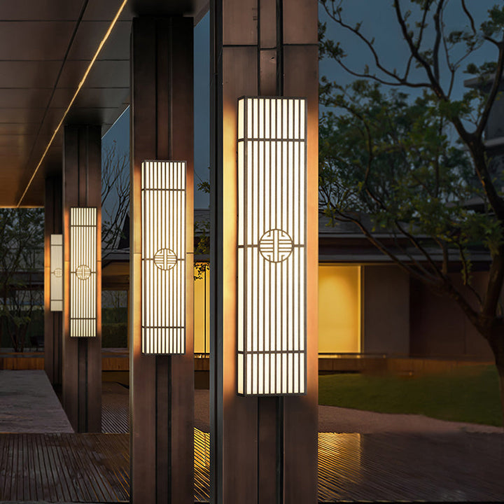Applique murale LED en acier inoxydable rectangulaire en plastique chinois traditionnel pour entrée 