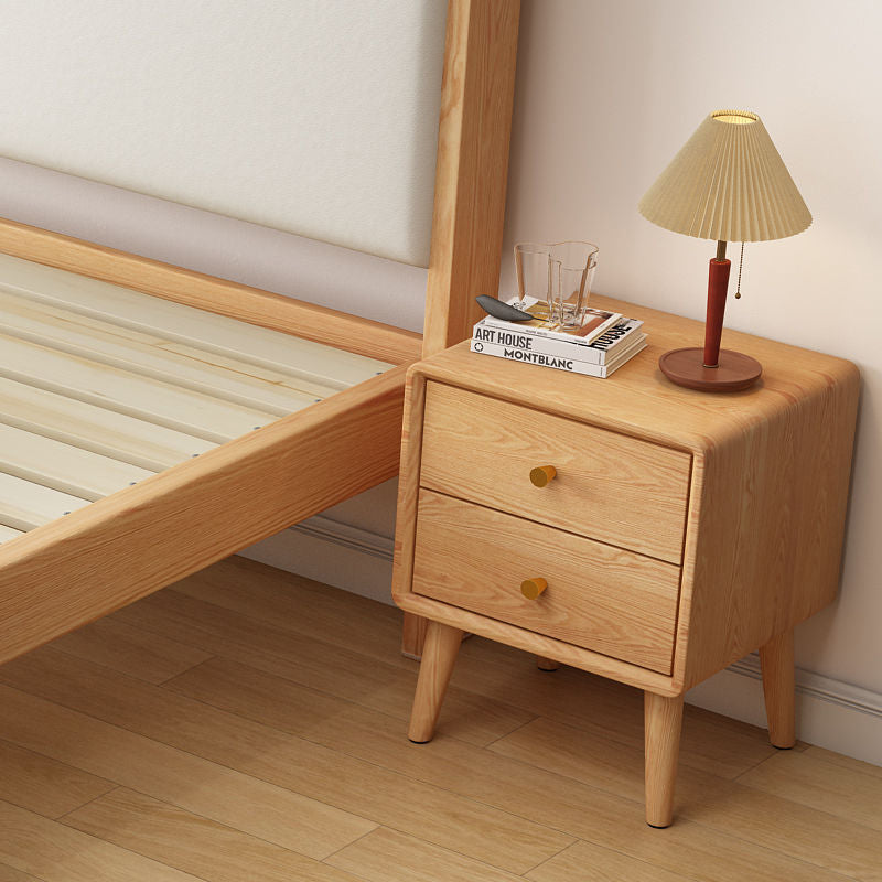 Table de nuit rectangulaire en bois massif minimaliste moderne à 2 tiroirs pour chambre 