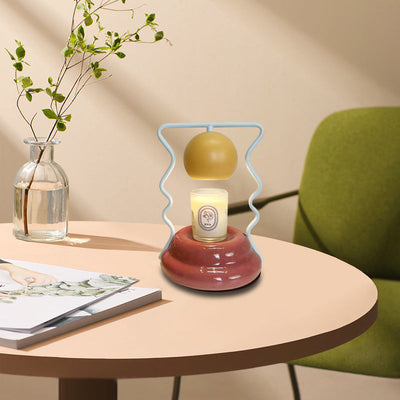 Lampe de table contemporaine en fer créatif en forme de champignon avec base en céramique à 1 lumière pour faire fondre de la cire pour chambre à coucher 