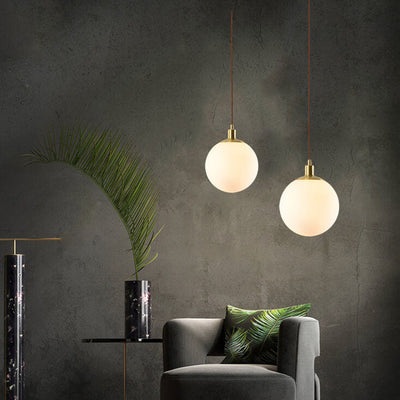 Nordic Minimalist White Orb 1-Light Pendant Light