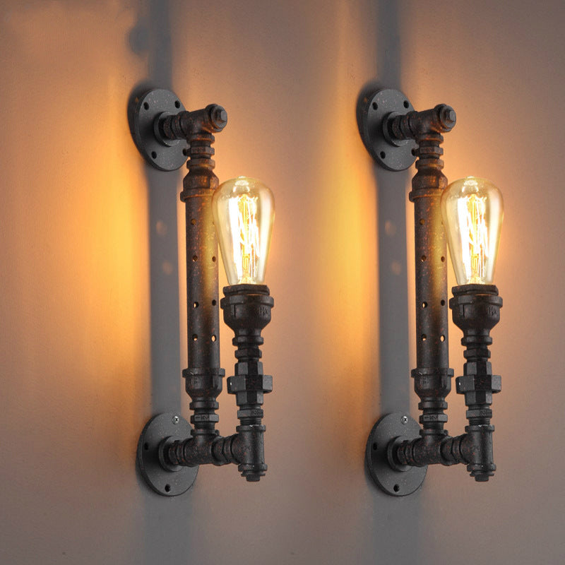 Traditionelle koloniale Wasserrohr-Wandleuchte aus Metall mit 1 Licht für Schlafzimmer 