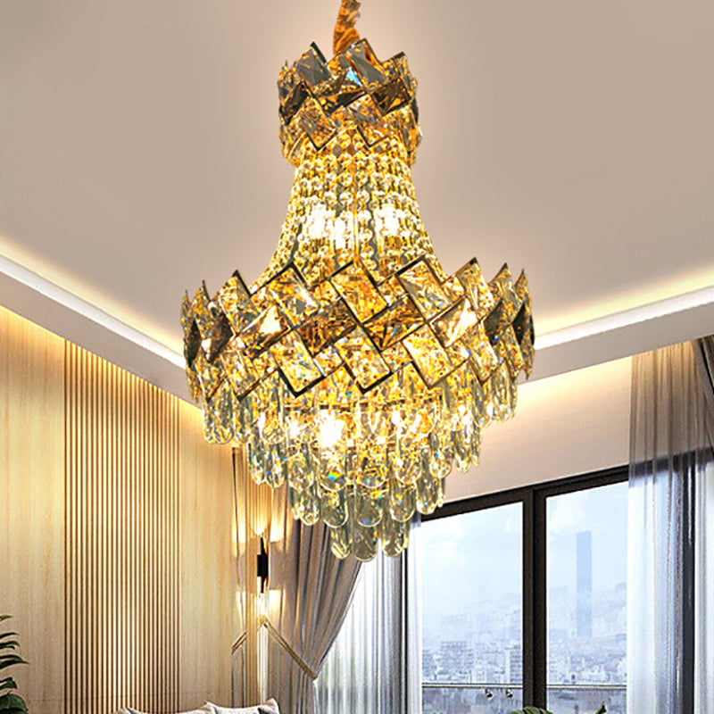 Lámpara de Araña de Cristal de Lujo Contemporáneo con 9/12 Luces para Sala de Estar 