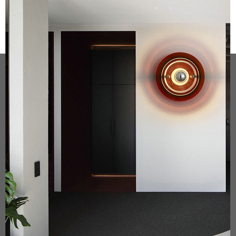 Moderne minimalistische mehrschichtige fliegende Untertasse Eisen Acryl 1-Licht Wandleuchte Lampe für Wohnzimmer 