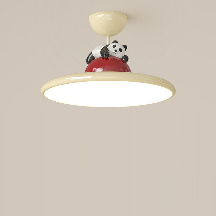 Plafonnier semi-encastré en fer acrylique LED Panda éléphant créatif contemporain pour chambre à coucher 
