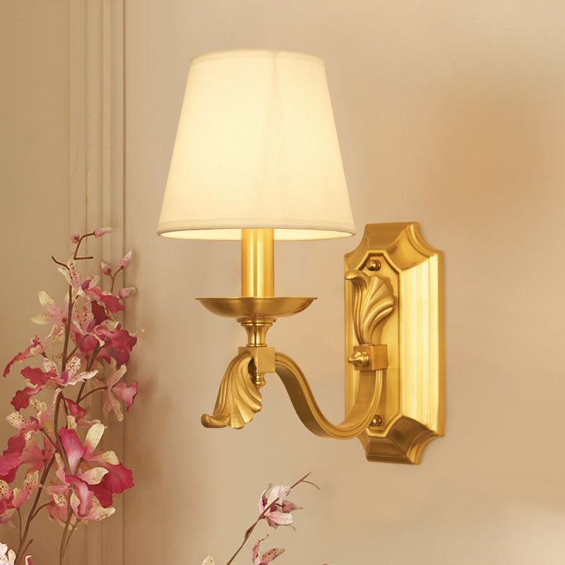 Applique murale en dôme de luxe moderne en tissu cuivre 1/2 lumière pour salon 