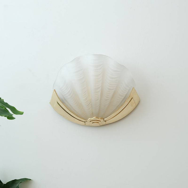 Moderne Art Deco Muschel Messing Glas 1-Licht Wandleuchte Lampe für Schlafzimmer 