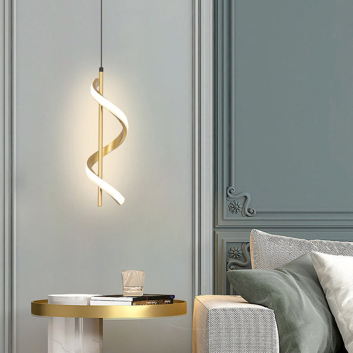 Suspension LED moderne minimaliste en forme de cylindre en spirale en fer et silicone pour chambre 