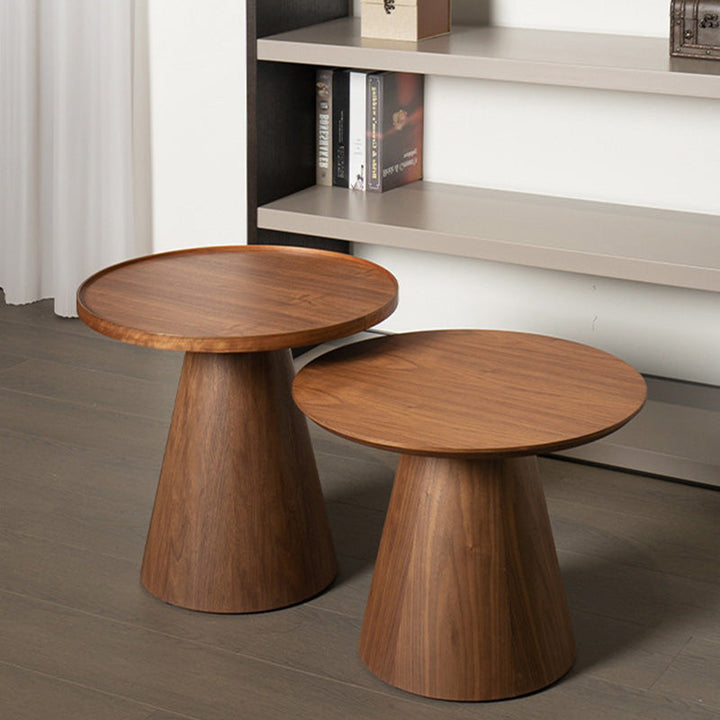 Moderner minimalistischer runder Couchtisch aus Massivholz und Sperrholz für das Wohnzimmer 