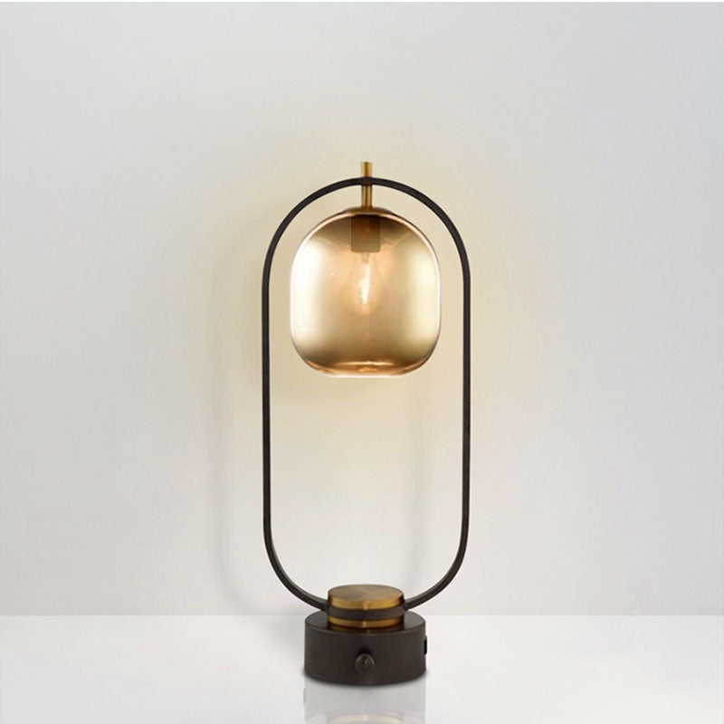 Moderner minimalistischer kreativer Schmiedeeisen-Oval-1-Licht-Tischlampe 