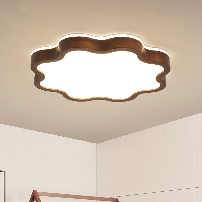 Luz de techo LED de montaje empotrado de acrílico y madera en forma de ciruela creativa contemporánea para dormitorio 