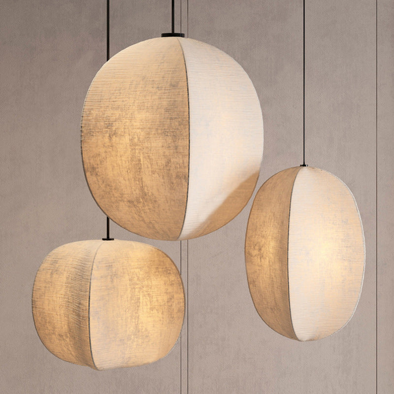 Forme de lanterne anti-soie Zen japonaise traditionnelle 1 lumière suspension pour salon 