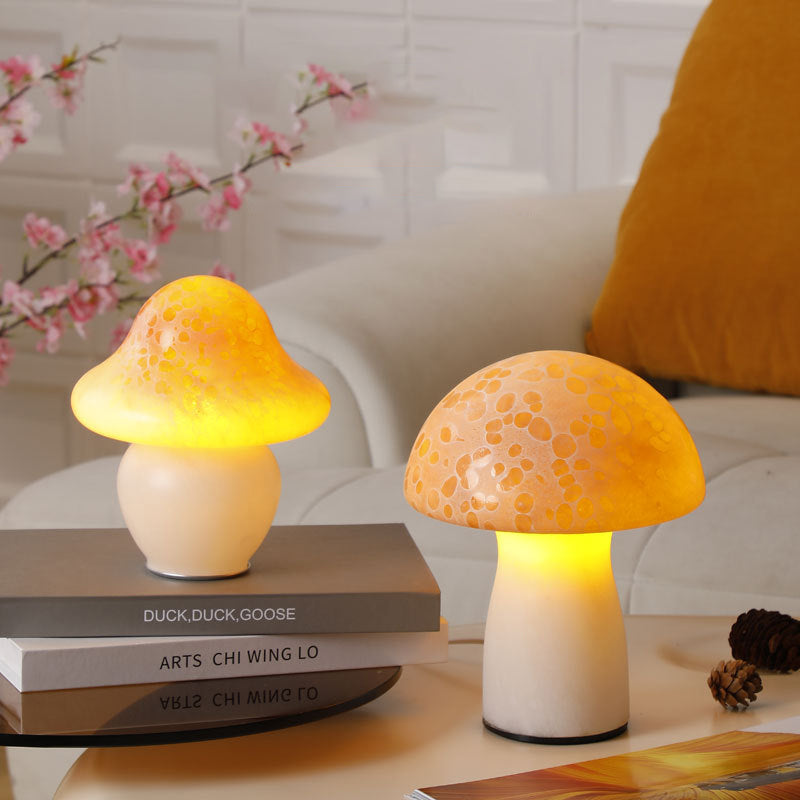 Modern Art Deco Skinny Spotted Mushroom Glass 1-Light Table Lamp For Bedroom