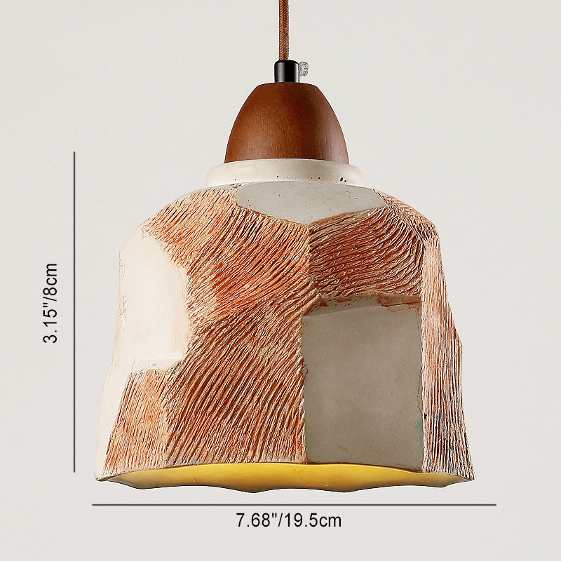 Suspension luminaire contemporain en ciment polygonal à dôme industriel à 1 lumière pour salon 