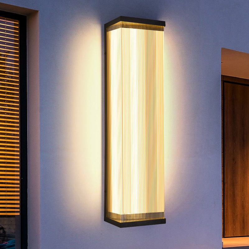 Applique murale LED extérieure en acier inoxydable rectangulaire acrylique étanche moderne minimaliste pour patio extérieur 