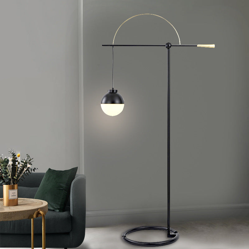 Zeitgenössische skandinavische Angelrute Eisenglas 1-Licht Stehlampe für Wohnzimmer 