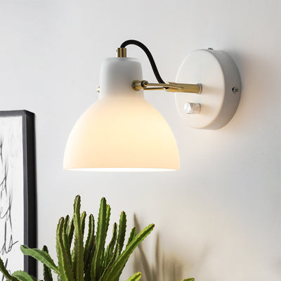 Lámpara de Aplique de Pared de 1 Luz Hemisferoide de Vidrio de Hierro de Simplicidad Moderna para Cabecera 