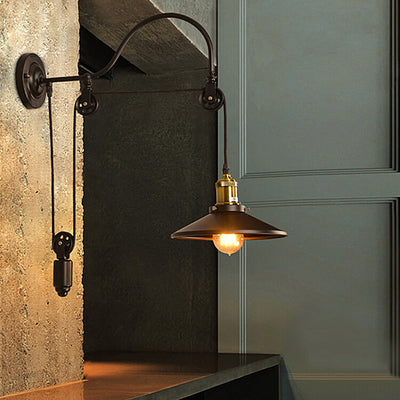 Contemporary Industrial Iron Round 1-Light Wall Sconce Lamp For Hallway