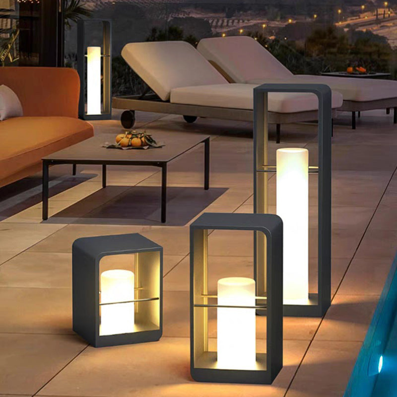 Éclairage paysager LED cubique en acrylique en acier inoxydable solaire étanche minimaliste moderne pour jardin 