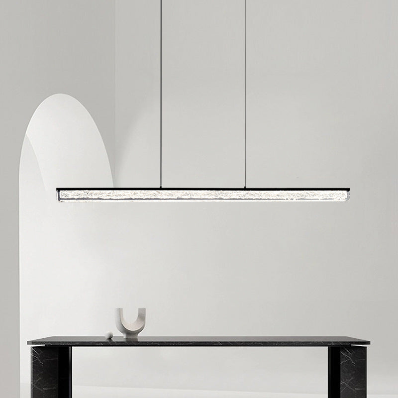 Lustre LED en résine de cuivre long avec monogramme minimaliste moderne pour salle à manger 