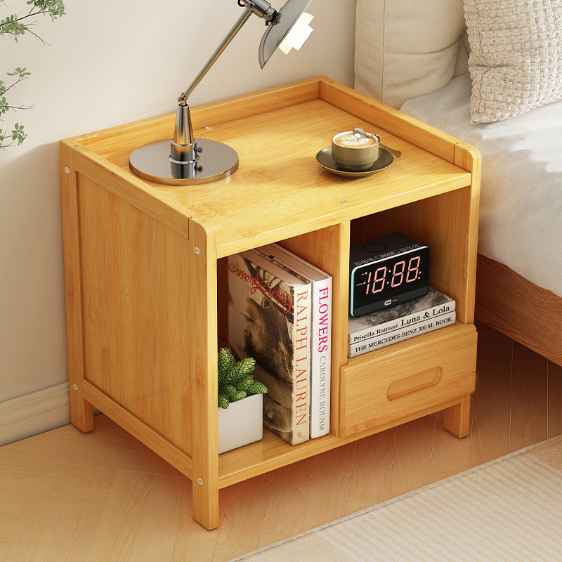 Table de nuit moderne minimaliste rectangulaire en bambou à densité de panneau 1/3 tiroir pour chambre 