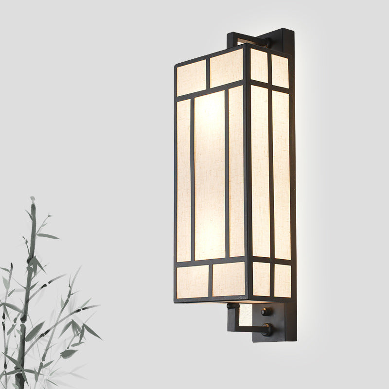 Lámpara Aplique de Pared de 1 Luz de Hierro con Pantalla de Tela Rectangular Retro Contemporánea para Comedor 