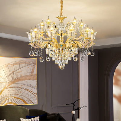 Zeitgenössischer Luxus-Zweigglas-Zink-Kronleuchter mit 6/8/10/15 Lichtern für Wohnzimmer 
