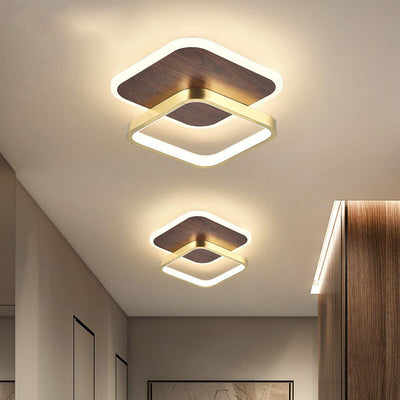 Modern Minimalist Aluminum Circular Square LED Semi-Flush Mount Ceiling Light